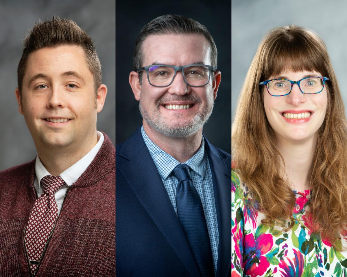 Headshots of three faculty members